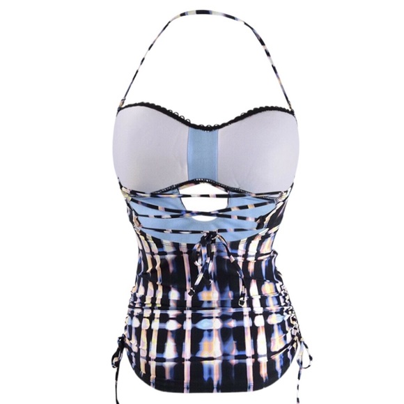 Lucky Brand Solstice Canyon Bandeau Tankini Top with Removable Neck Strap - Picture 4 of 11